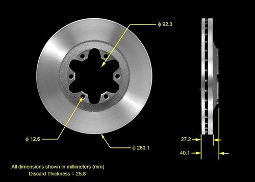 Disc Brake Rotor for 2004-2008 GMC/Chevrolet/Isuzu (Canyon, Colorado, i-280, i-350) PRT5509 - front view