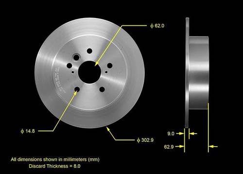 Disc Brake Rotor for 2004-2005 Toyota (RAV4) PRT5548 - front view