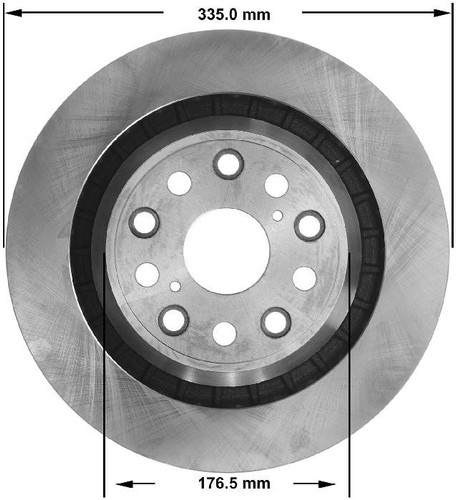 Disc Brake Rotor for 2007-2017 Lexus (LS460, LS600h) PRT5804 - front view
