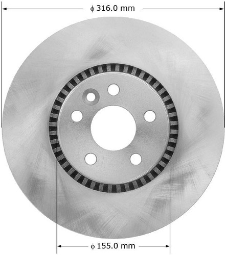 Disc Brake Rotor for 2007-2018 Volvo/Land Rover (S80, LR2, XC70, V70) PRT6007 - front view