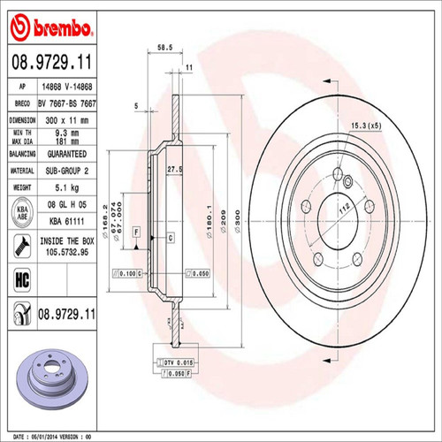 PRIME Disc Brake Rotor for 2003-2006 Mercedes-Benz (CL500, S430, S500, S350) 08.9729.11