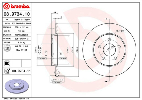 PRIME Disc Brake Rotor for 2002-2008 Jaguar (X-Type) 08.9734.11
