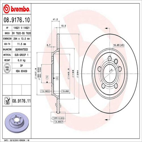 PRIME Disc Brake Rotor for 1999-2003 Volkswagen (EuroVan) 08.9176.11