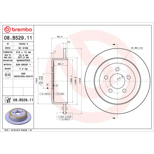 PRIME Disc Brake Rotor for 2007-2012 Dodge/Jeep (Nitro, Liberty) 08.B529.11