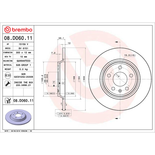PRIME Disc Brake Rotor for 2017-2024 Audi (A4, A4 Quattro, A4 allroad, S4) 08.D060.11