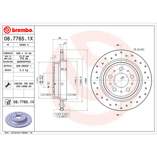 XTRA Disc Brake Rotor for 1999-2009 Volvo (S60, S80, V70, XC70) 08.7765.1X