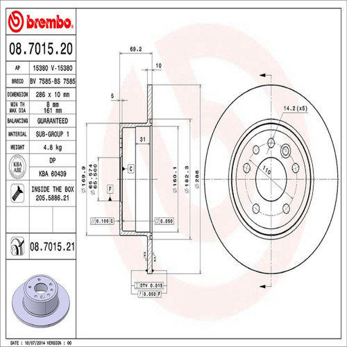 PRIME Disc Brake Rotor for 1997-2005 Saturn/Saab (L200, L300, LW300, LW200) 08.7015.21