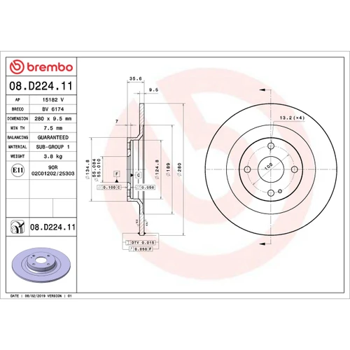 PRIME Disc Brake Rotor for 2016-2025 Mazda (MX-5 Miata) 08.D224.11