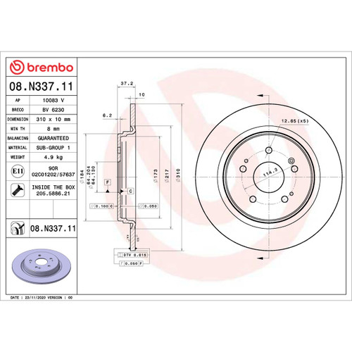 PRIME Disc Brake Rotor for 2015-2025 Acura/Honda (TLX, CR-V) 08.N337.11