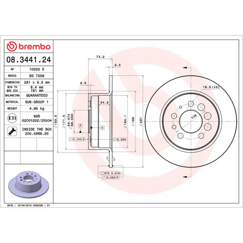 Premium Front Brake Rotor for 1974-1997 Volvo (164, 240, 242, 244) 08.3441.24
