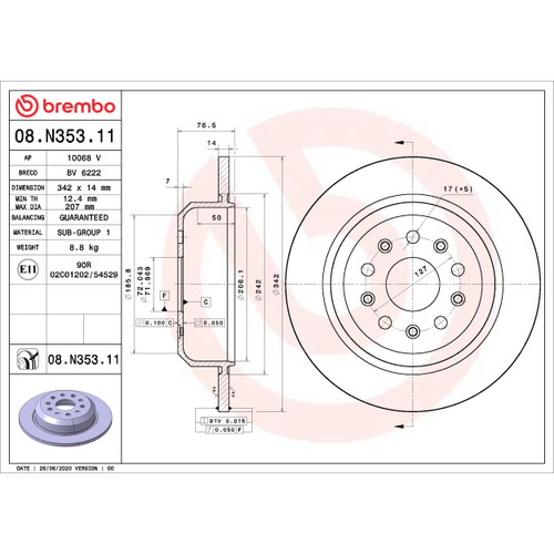 PRIME Disc Brake Rotor for 2018-2024 Jeep (Wrangler) 08.N353.11