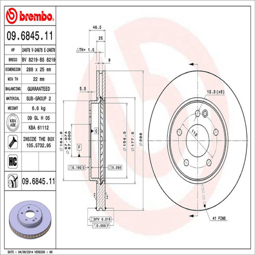 PRIME Disc Brake Rotor for 1996-2004 Mercedes-Benz (C230, C280, E300, SLK230) 09.6845.11