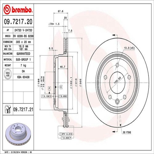 PRIME Disc Brake Rotor for 1995-2006 Jaguar (Vanden Plas, XJ12, XJ6, XJ8) 09.7217.21