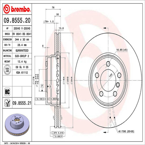 PRIME Disc Brake Rotor for 2003-2005 Land Rover (Range Rover) 09.8555.21