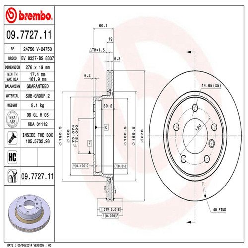 PRIME Disc Brake Rotor for 1996-2005 BMW (323Ci, 323i, 328i, 320i) 09.7727.11