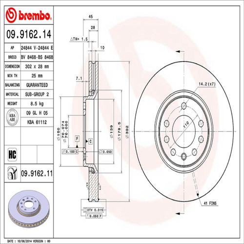 PRIME Disc Brake Rotor for 2003-2011 Saab (9-3, 9-3X) 09.9162.11