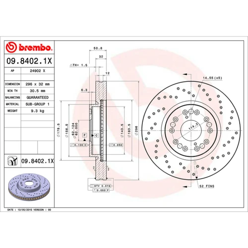 XTRA Disc Brake Rotor for 1992-2010 Lexus (GS300, GS430, IS300, LS400) 09.8402.1X