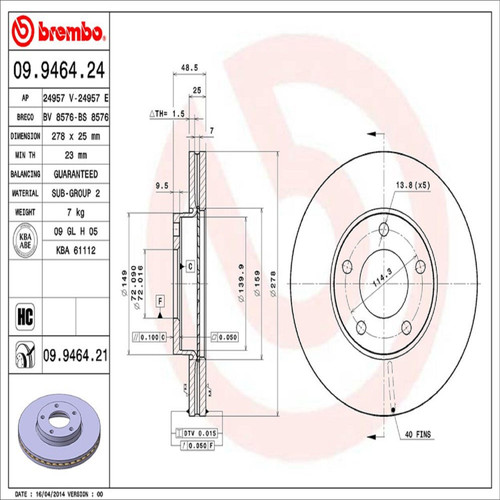 PRIME Disc Brake Rotor for 2004-2013 Mazda (3, 3 Sport) 09.9464.21