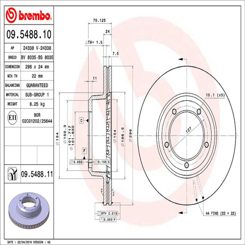 PRIME Disc Brake Rotor for 1990-1998 Land Rover (Defender 90, Discovery, Range Rover) 09.5488.11