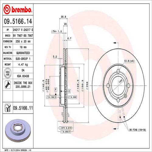 PRIME Disc Brake Rotor for 1986-2002 Volkswagen (Quantum, Scirocco, Jetta, Passat) 09.5166.11