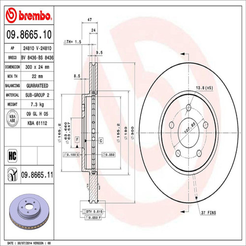 PRIME Disc Brake Rotor for 2002-2008 Jaguar (X-Type) 09.8665.11