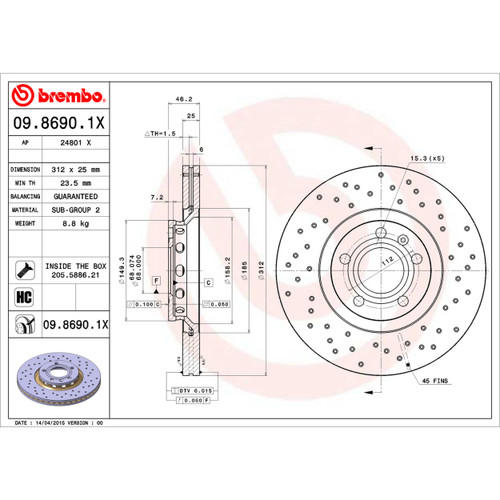 XTRA Disc Brake Rotor for 1997-2006 Audi (A8, A8 Quattro, A6, A6 Quattro) 09.8690.1X