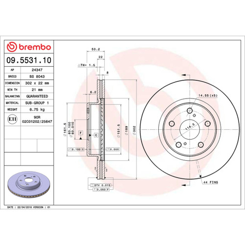 Premium Vented Brake Rotor for 1986-1992 Toyota (Supra) 09.5531.10