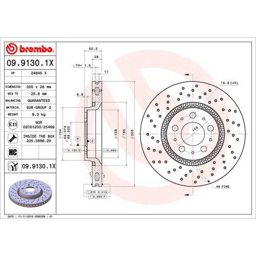 XTRA Disc Brake Rotor for 1999-2009 Volvo (S60, S80, V70, XC70) 09.9130.1X
