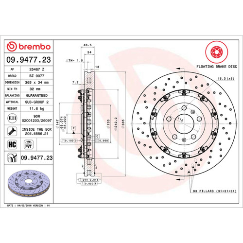 PRIME Disc Brake Rotor for 2007-2008 Audi (RS4) 09.9477.23