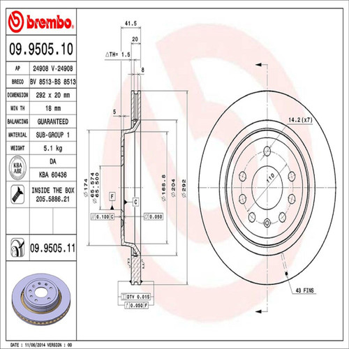 PRIME Disc Brake Rotor for 2003-2011 Saab (9-3) 09.9505.11