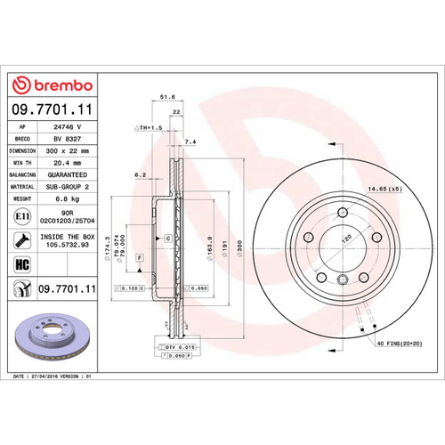 PRIME Disc Brake Rotor for 1999-2008 BMW (323Ci, 323i, 325Ci, 325i) 09.7701.11