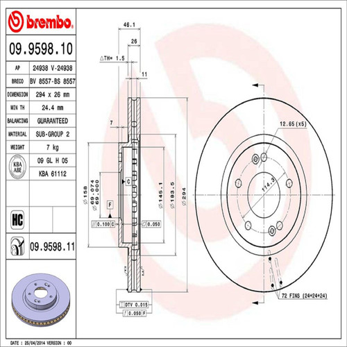 PRIME Disc Brake Rotor for 2001-2006 Hyundai (Santa Fe) 09.9598.11
