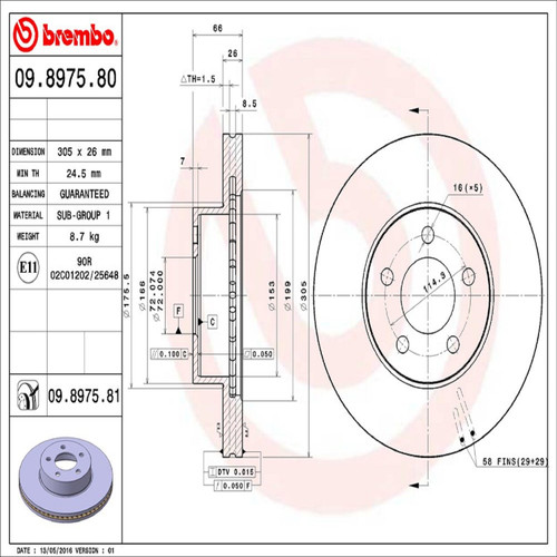 PRIME Disc Brake Rotor for 2001-2011 Ford/Mazda (Ranger, B4000, Explorer Sport Trac, B2300) 09.8975.81