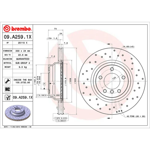 XTRA Disc Brake Rotor for 2004-2012 BMW (330i, 330xi, X1) 09.A259.1X