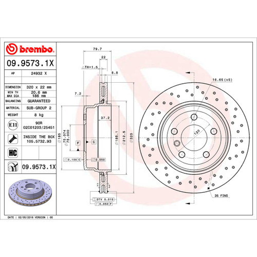 XTRA Disc Brake Rotor for 2004-2010 BMW (X3) 09.9573.1X