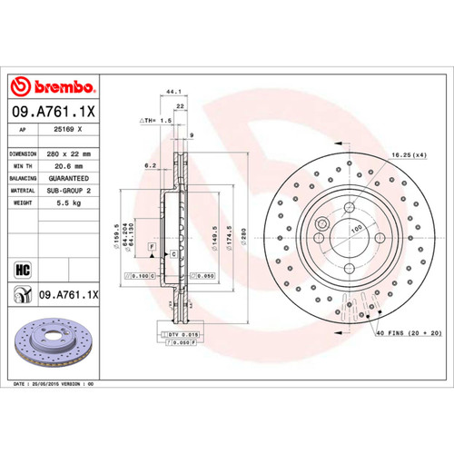 XTRA Disc Brake Rotor for 2007-2015 Mini (Cooper) 09.A761.1X