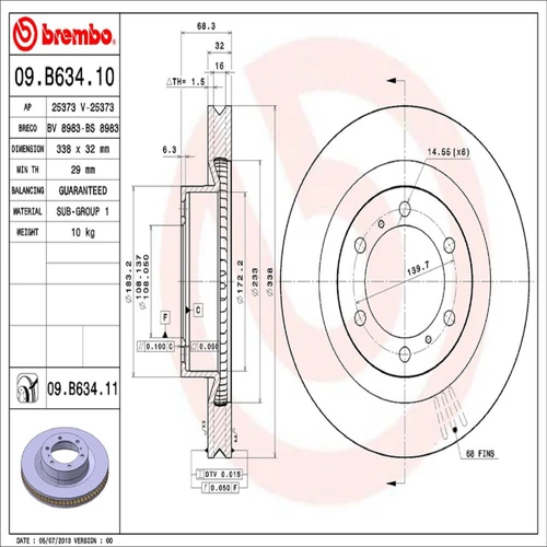 PRIME Disc Brake Rotor for 2010-2024 Toyota/Lexus (4Runner, GX460) 09.B634.11