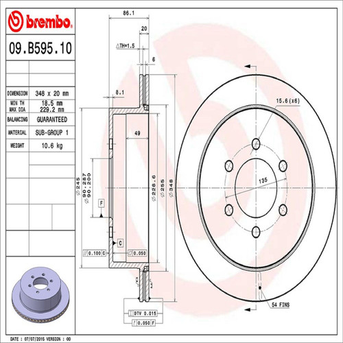 PRIME Disc Brake Rotor for 2004-2011 Ford/Lincoln (F-150, Mark LT) 09.B595.11