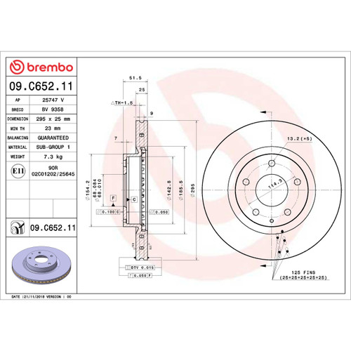 PRIME Disc Brake Rotor for 2014-2021 Mazda (3, 3 Sport, CX-3) 09.C652.11