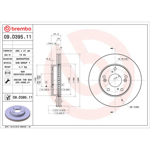 PRIME Disc Brake Rotor for 2012-2015 Honda/Acura (Civic, ILX) 09.D395.11