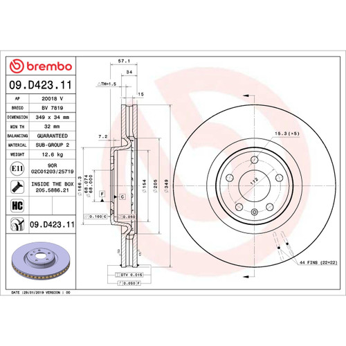 PRIME Disc Brake Rotor for 2018-2025 Audi (SQ5, S4, S5, S5 Sportback) 09.D423.11