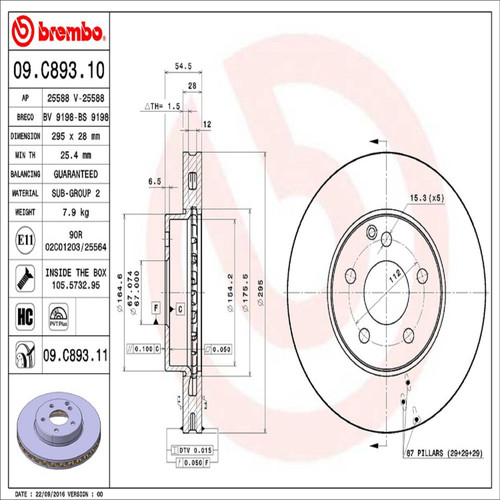 PRIME Disc Brake Rotor for 2003-2009 Mercedes-Benz (E320, E350) 09.C893.11