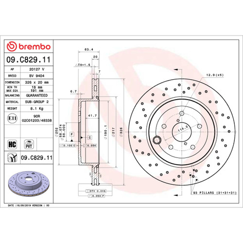 PRIME Disc Brake Rotor for 2018-2021 Subaru (WRX STI, WRX) 09.C829.11