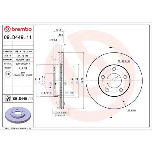 PRIME Disc Brake Rotor for 1994-2004 Ford (Mustang) 09.D449.11