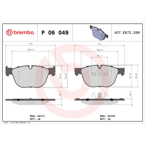 PRIME Low-Met Brake Pad Set for 2007-2019 BMW (X5, X6, X4) P06049 - diagram