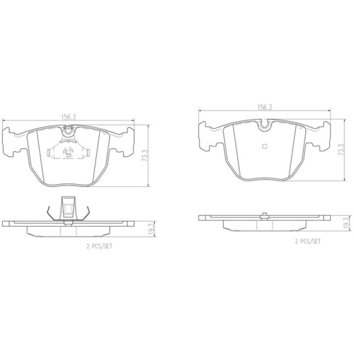 PRIME Ceramic Brake Pad Set for 1995-2006 BMW (530i, 540i, 740i, 740iL) P06021N - diagram
