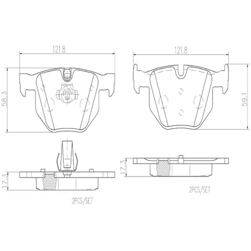 PRIME Ceramic Brake Pad Set for 2004-2010 BMW (525i, 530i, 525xi, 530xi) P06033N - diagram
