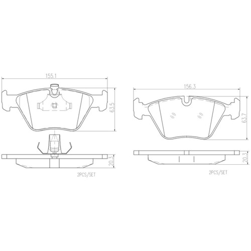 PRIME Ceramic Brake Pad Set for 1997-1998 BMW (528i) P06022N - diagram