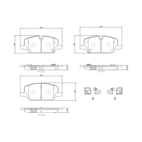 PRIME Ceramic Brake Pad Set for 2020-2024 Cadillac/GMC/Chevrolet (XT4, Terrain, Equinox, Envision) P10099N - diagram