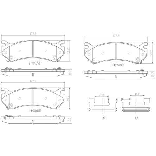 PRIME Ceramic Brake Pad Set for 1999-2013 Cadillac/Chevrolet/GMC (Escalade, Astro, Avalanche 1500, Avalanche 2500) P10027N - diagram